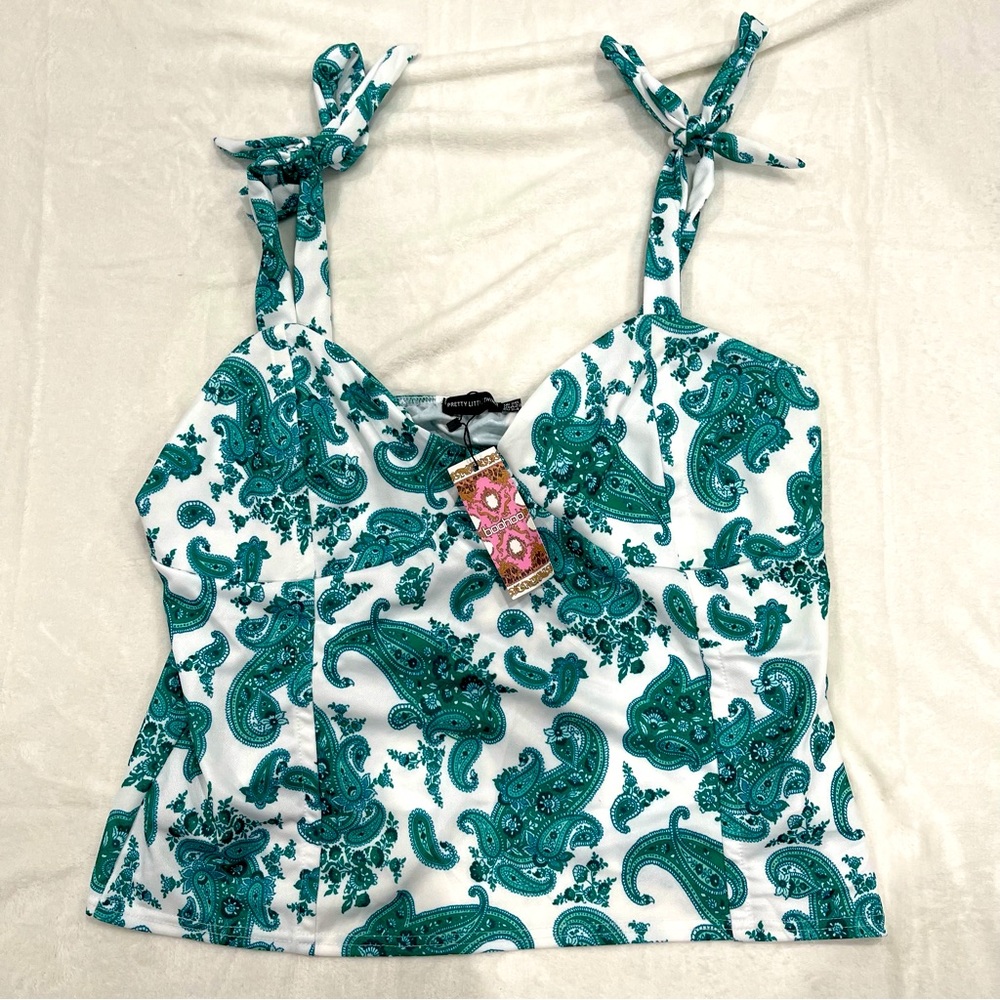Boohoo Plus Paisley Tie Strap Peplum Corset Top (US Size 22)